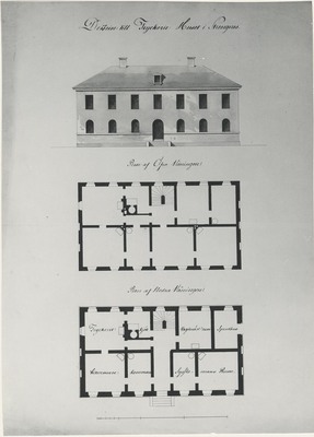 Ritning av tryckerihuset i Strängnäs