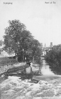 Vykort, parti av ån i Nyköping, tidigt 1900-tal