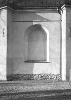 Igenmurat fönster i östra korväggen, S:t Nikolai kyrka