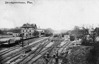 Vykort, järnvägsstationen i Flen, tidigt 1900-tal