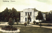 Färglagt vykort, Nyköpings teater, tidigt 1900-tal