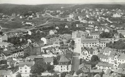 Utsikt från domkyrkotornet i Strängnäs mot väster 1921.